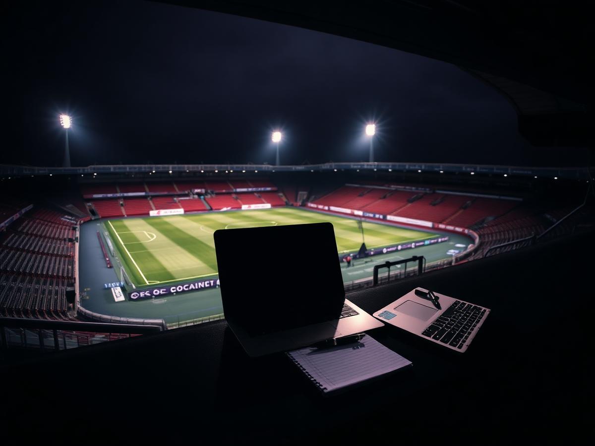 Notebook and microphone on a desk